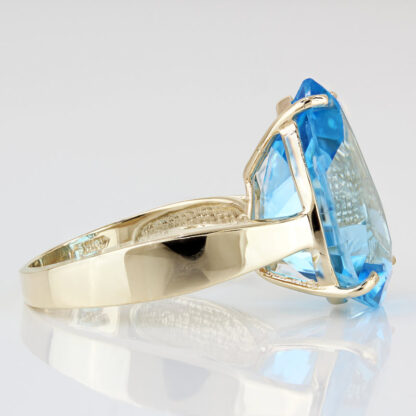 10KYG Pear Swiss Blue Topaz Ring 13ct Cocktail Birthstone Anniversary - Image 3