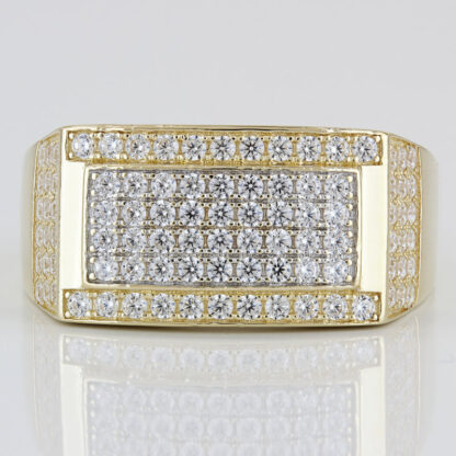 Men's 14KYG Pave Signet Statement Ring 58 Round CZ Cubic Zirconia Stones
