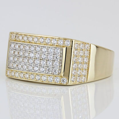 Men's 14KYG Pave Signet Statement Ring 58 Round CZ Cubic Zirconia Stones - Image 2
