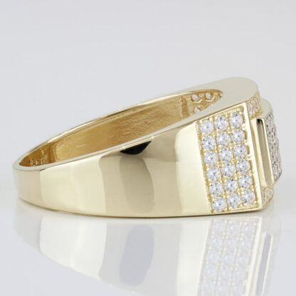 Men's 14KYG Pave Signet Statement Ring 58 Round CZ Cubic Zirconia Stones - Image 3