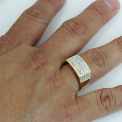 Men's 14KYG Pave Signet Statement Ring 58 Round CZ Cubic Zirconia Stones - Image 7