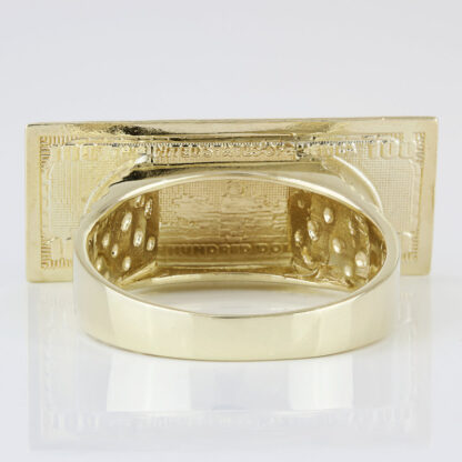 10KYG $100.00 One Hundred Dollar Tree Bill Benjamin Franklin Statement Ring - Image 4