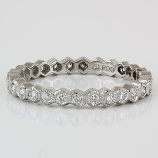 New Jolie Designs Platinum Diamond Stackable Eternity Band/Wedding Ring