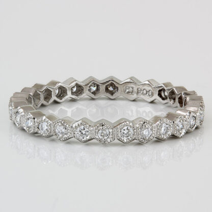 New Jolie Designs Platinum Diamond Stackable Eternity Band/Wedding Ring
