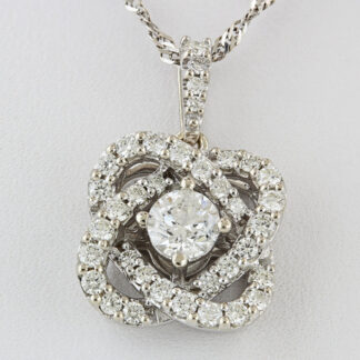 14KWG Diamond Floral Ribbon Pendant 1.25 CTW /.47 CTW SI1 by Sandeep IKS