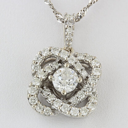 14KWG Diamond Floral Ribbon Pendant 1.25 CTW /.47 CTW SI1 by Sandeep IKS