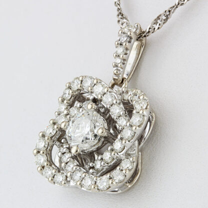 14KWG Diamond Floral Ribbon Pendant 1.25 CTW /.47 CTW SI1 by Sandeep IKS - Image 2