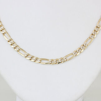 18.7-inch 14k Two-Tone Gold Diamond Cut Figaro Link Chain Necklace