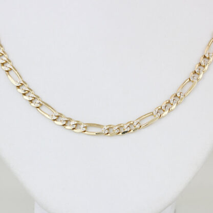 18.7-inch 14k Two-Tone Gold Diamond Cut Figaro Link Chain Necklace