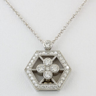18KWG Diamond Necklace Pendant by Jolie on Rolo Chain by Fancy NOS