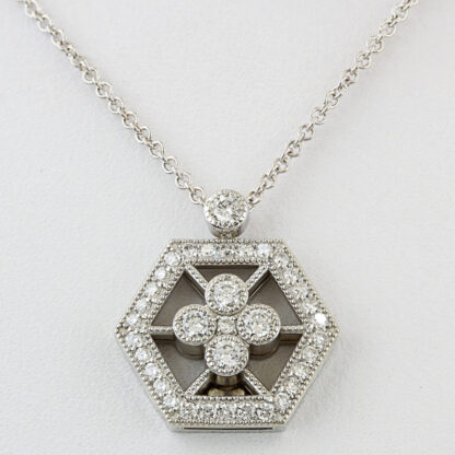 18KWG Diamond Necklace Pendant by Jolie on Rolo Chain by Fancy NOS