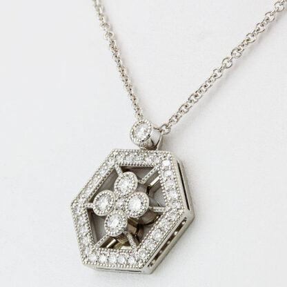 18KWG Diamond Necklace Pendant by Jolie on Rolo Chain by Fancy NOS - Image 2