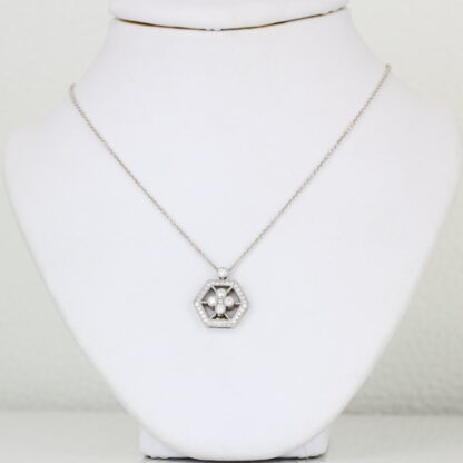 18KWG Diamond Necklace Pendant by Jolie on Rolo Chain by Fancy NOS - Image 4