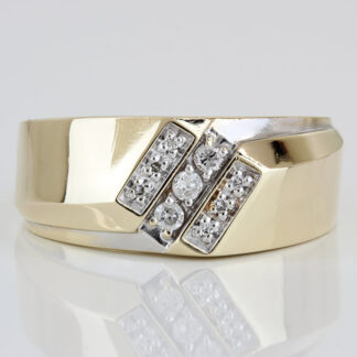 Vintage 1930s Bassett 10K Two-Tone Gold Diamond Wedding Band Art Deco Ring SZ 8