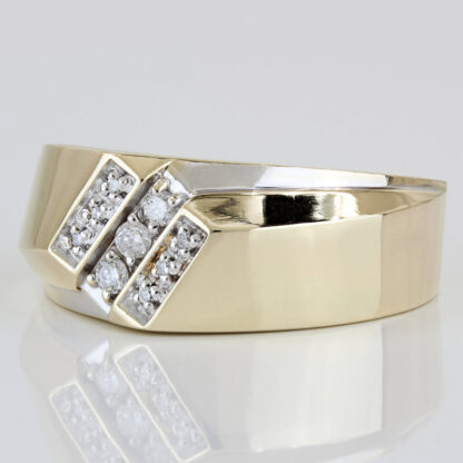 Vintage 1930s Bassett 10K Two-Tone Gold Diamond Wedding Band Art Deco Ring SZ 8 - Image 2