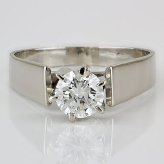 Vintage 1960s 14K White Gold Solitaire Diamond Bridal Engagement Wedding Ring