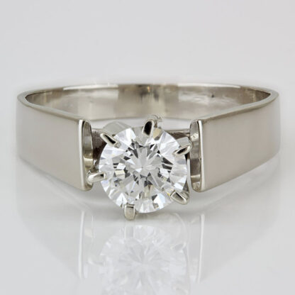 Vintage 1960s 14K White Gold Solitaire Diamond Bridal Engagement Wedding Ring