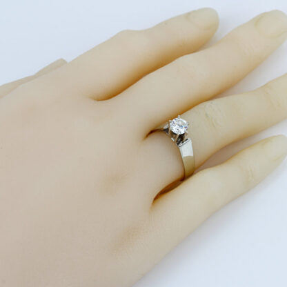 Vintage 1960s 14K White Gold Solitaire Diamond Bridal Engagement Wedding Ring - Image 6