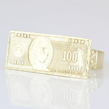 10KYG $100.00 One Hundred Dollar Tree Bill Benjamin Franklin Statement Ring - Image 2