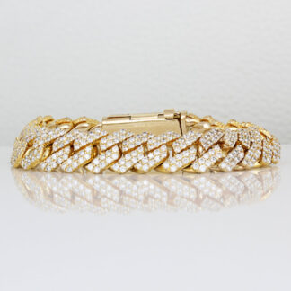 10K Gold Diamond Cuban Link Bracelet 21 Carat Paved Iced Out Custom Bling Jewelry