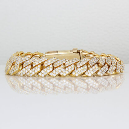 10K Gold Diamond Cuban Link Bracelet 21 Carat Paved Iced Out Custom Bling Jewelry