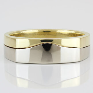 18K Two-Tone Gold Split Contour Wave Ring Band by Krementz & Co.