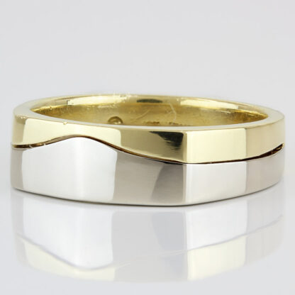 18K Two-Tone Gold Split Contour Wave Ring Band by Krementz & Co. - Image 2
