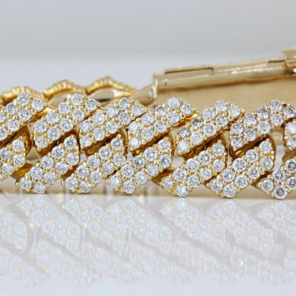 10K Gold Diamond Cuban Link Bracelet 21 Carat Paved Iced Out Custom Bling Jewelry - Image 2