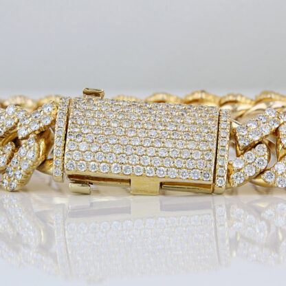 10K Gold Diamond Cuban Link Bracelet 21 Carat Paved Iced Out Custom Bling Jewelry - Image 3