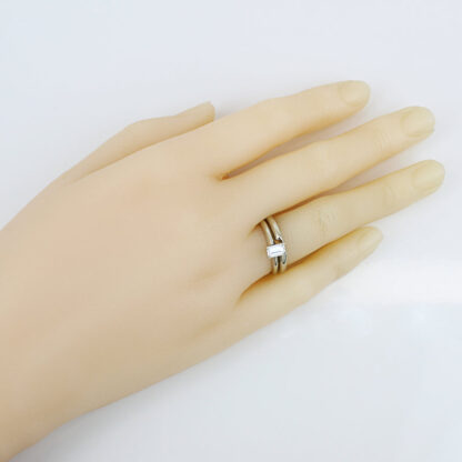 14K White Gold Half Carat Emerald-Cut Diamond 2 Piece Wedding Set Band & Ring - Image 10