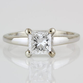 14KWG Princess Cut Solitaire Diamond Engagement Ring