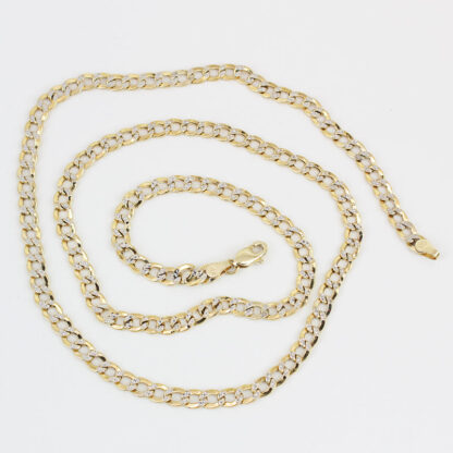 10K Two-Tone Yellow+ White Gold Curb Link Chain Necklace 22 Inch - Image 5