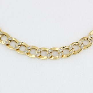 10K Two-Tone Yellow+ White Gold Curb Link Chain Necklace 22 Inch