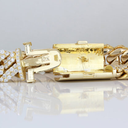 10K Gold Diamond Cuban Link Bracelet 21 Carat Paved Iced Out Custom Bling Jewelry - Image 4