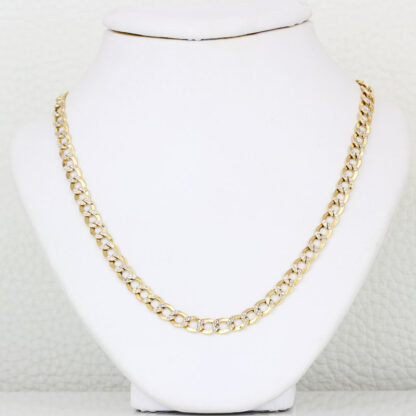 10K Two-Tone Yellow+ White Gold Curb Link Chain Necklace 22 Inch - Image 4