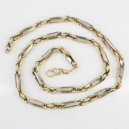14K Two-Tone Gold Figarope Heavy Link Chain Necklace Figaro Rope by Cento Group - Image 4