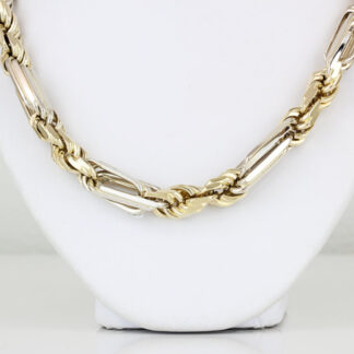 14K Two-Tone Gold Figarope Heavy Link Chain Necklace Figaro Rope by Cento Group