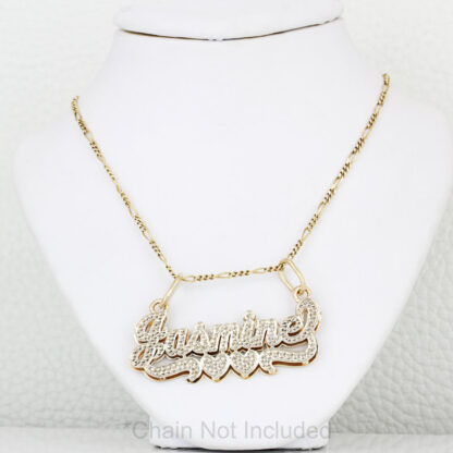 10K Two-Tone Gold "Jasmine" Name Pendant With Hearts - Image 4