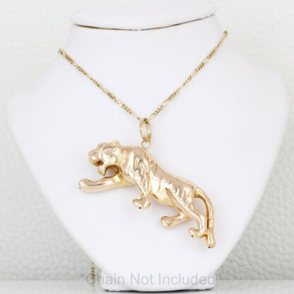 14K Rose Gold 3D Textured Prowling Tiger Pendant - Image 4