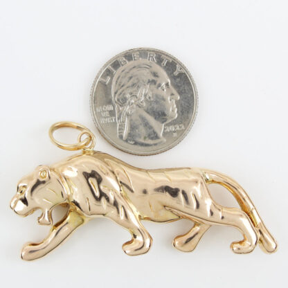 14K Rose Gold 3D Textured Prowling Tiger Pendant - Image 6