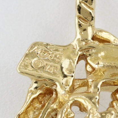 14K Yellow Blue Shark & Abstract Rope Net Anchor Pendant by Arnold Jewelers - Image 5