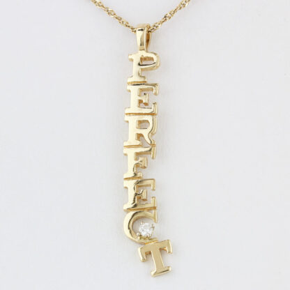 14KG Yellow Gold "Perfect" Pendant w/ Single .04ct Diamond