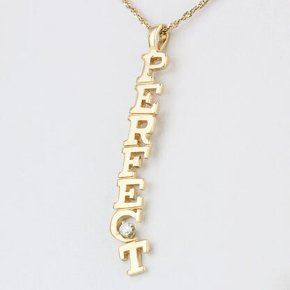 14KG Yellow Gold "Perfect" Pendant w/ Single .04ct Diamond - Image 2