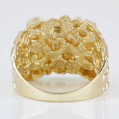 Large 14k Yellow Gold Diamond-Cut High Polish Wide Nugget Ring - Image 4