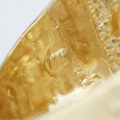 Large 14k Yellow Gold Diamond-Cut High Polish Wide Nugget Ring - Image 5