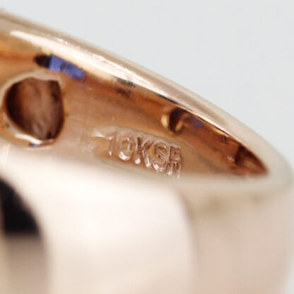 10K Two-Tone Gold Oval Lab Sapphire & Diamond Accent Ring - Image 5