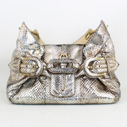 Jimmy Choo Tulita Handbag Metallic Gold Python Purse