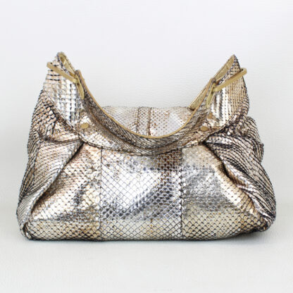Jimmy Choo Tulita Handbag Metallic Gold Python Purse - Image 2