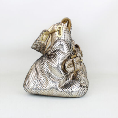 Jimmy Choo Tulita Handbag Metallic Gold Python Purse - Image 3