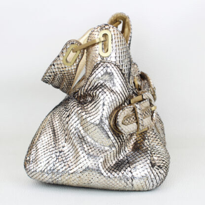 Jimmy Choo Tulita Handbag Metallic Gold Python Purse - Image 4